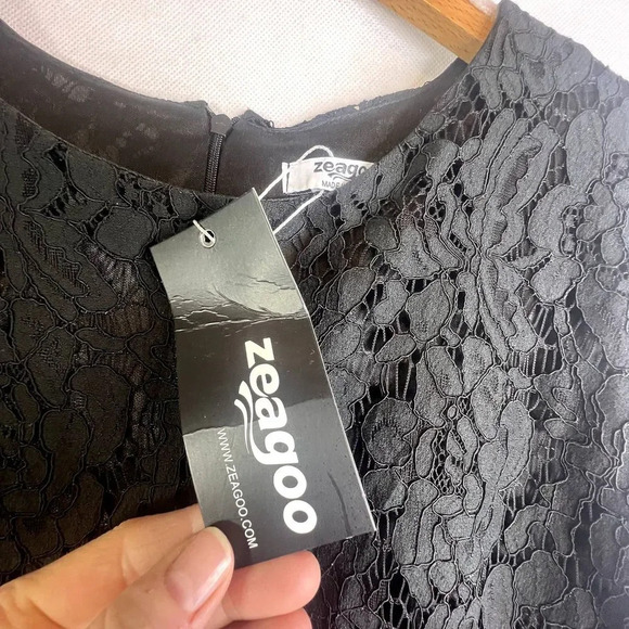 Zeagoo NWT Black Lace Bell 3/4 Sleeve Dress Size XL - Picture 7 of 9